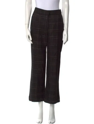 Pre-owned Rebecca Taylor Plaid Print Wide Leg Pants In Black