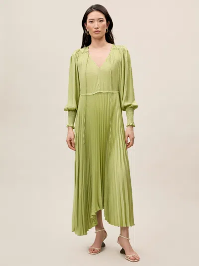 Rebecca Taylor Pleated Dress In Green