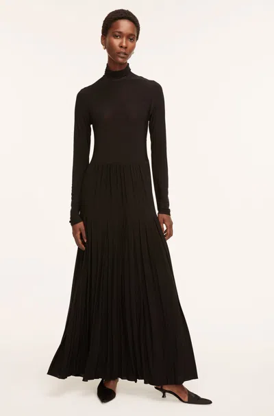 Rebecca Taylor Pleated Knit Mock Neck Dress In Black