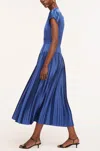 Rebecca Taylor Pleated Sleeve Midi Dress In Blue