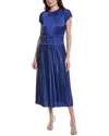Rebecca Taylor Pleated Sleeve Midi Dress In Blue