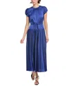Rebecca Taylor Pleated Sleeve Midi Dress In Blue