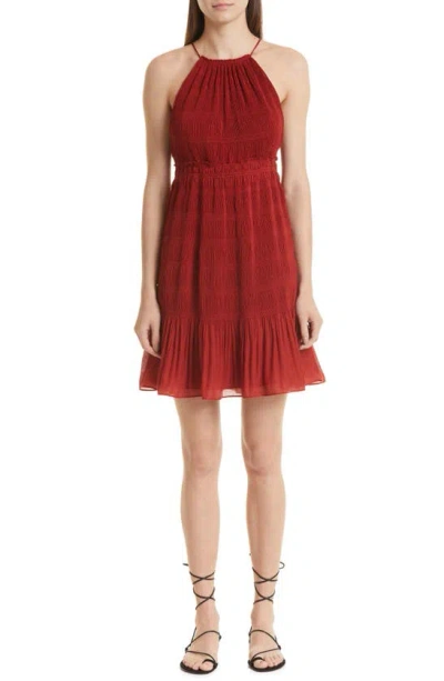 Rebecca Taylor Pleated Voile Dress In Red