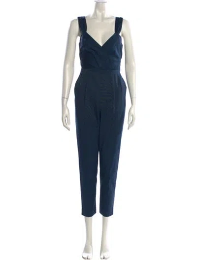 Pre-owned Rebecca Taylor Plunge Neckline Jumpsuit In Blue