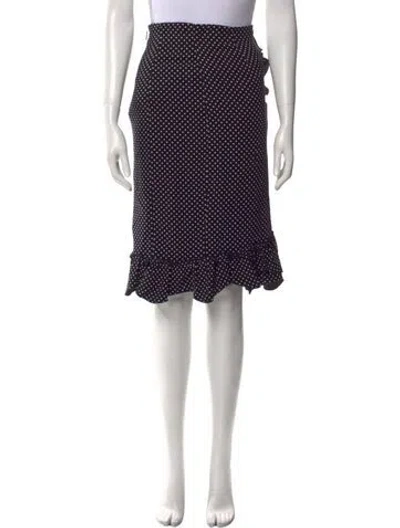 Pre-owned Rebecca Taylor Polka Dot Print Knee-length Skirt W/ Tags In Black