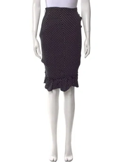 Pre-owned Rebecca Taylor Polka Dot Print Knee-length Skirt W/ Tags In Black