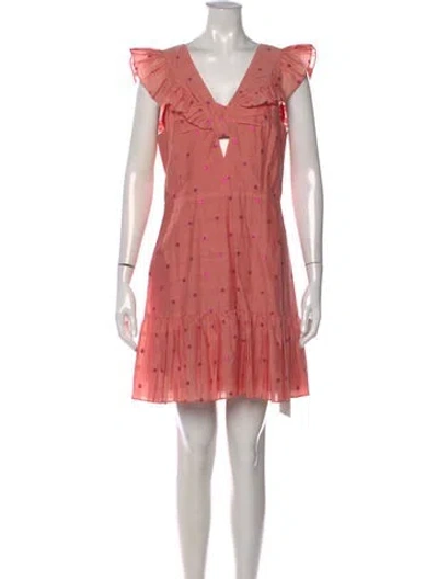 Pre-owned Rebecca Taylor Polka Dot Print Mini Dress In Pink