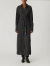 Rebecca Taylor Polka Dot Silky Wrap Dress In Black Dot Combo
