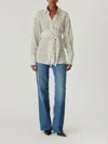 Rebecca Taylor Polka Dot Silky Wrap Shirt In White