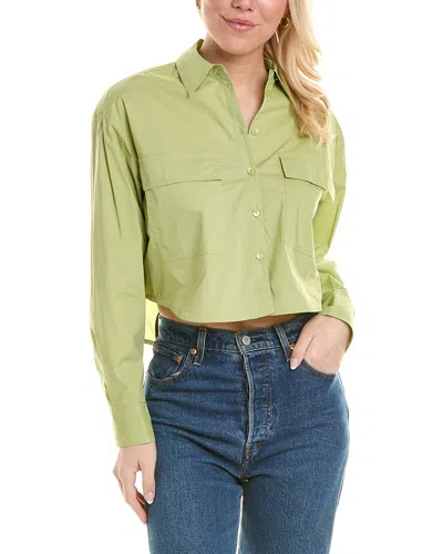 Rebecca Taylor Poplin Crop Shirt In Green