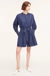 Rebecca Taylor Poplin Long Sleeve Romper In Royal Blue In Blue