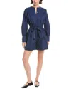 Rebecca Taylor Poplin Long Sleeve Romper In Royal Blue In Blue