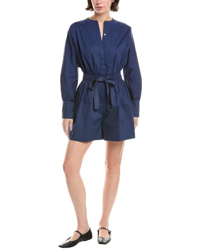 Rebecca Taylor Poplin Romper In Blue