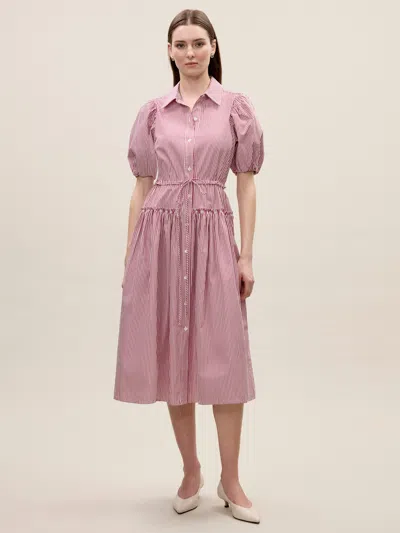 Rebecca Taylor Poplin Shirt Dress In Red Stripe