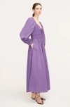 Rebecca Taylor Poplin Smocked-waist Maxi Dress In Fox Glove