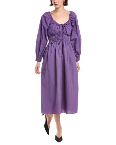 Rebecca Taylor Poplin Smocked Waist Maxi Dress In Purple