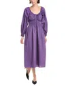 Rebecca Taylor Poplin Smocked Waist Maxi Dress In Purple