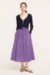Rebecca Taylor Poplin Smocked-waist Skirt In Purple