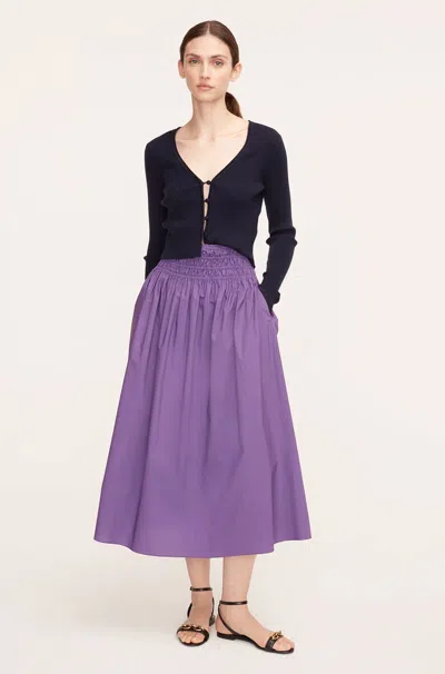 Rebecca Taylor Poplin Smocked-waist Skirt In Purple