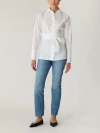 Rebecca Taylor Poplin Wrap Blouse In Milk