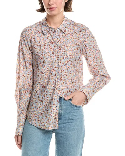 Rebecca Taylor Print Silk Shirt In Gray