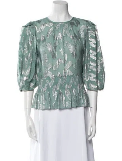 Pre-owned Rebecca Taylor Printed Crew Neck Blouse