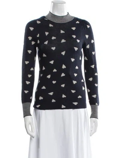 Pre-owned Rebecca Taylor Printed Crew Neck Sweater In Blue