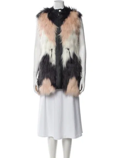Pre-owned Rebecca Taylor Printed Faux Fur Coat In Neutral