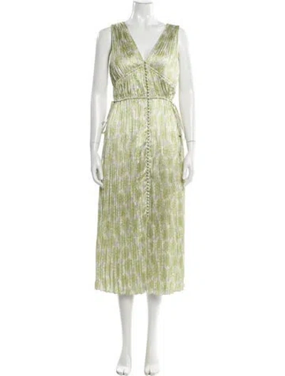 Pre-owned Rebecca Taylor Printed Long Dress In Green