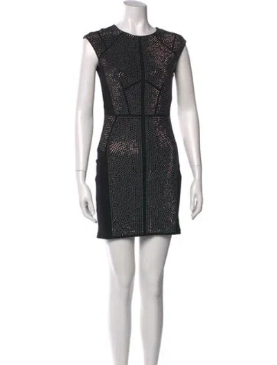 Pre-owned Rebecca Taylor Printed Mini Dress In Black