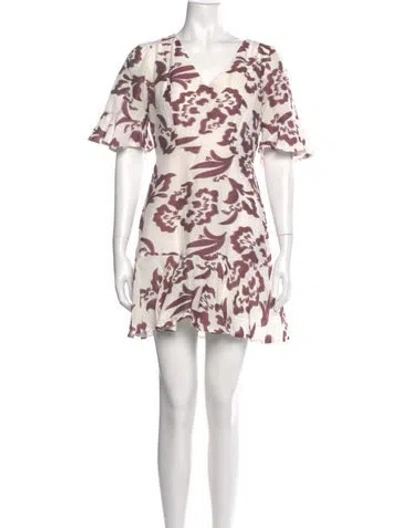 Pre-owned Rebecca Taylor Printed Mini Dress In Neutral