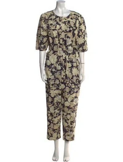 Pre-owned Rebecca Taylor Printed Scoop Neck Jumpsuit In Yellow