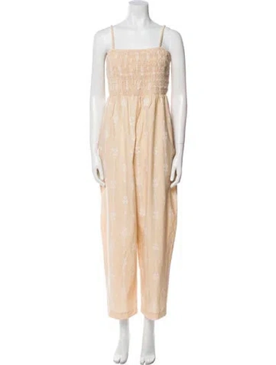 Pre-owned Rebecca Taylor Printed Square Neckline Jumpsuit In Brown