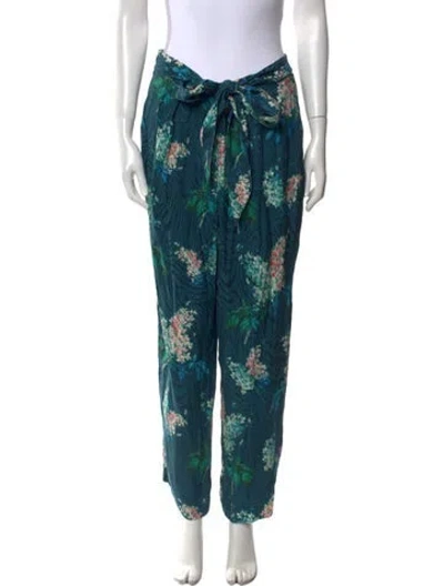 Pre-owned Rebecca Taylor Printed Straight Leg Pants In Blue