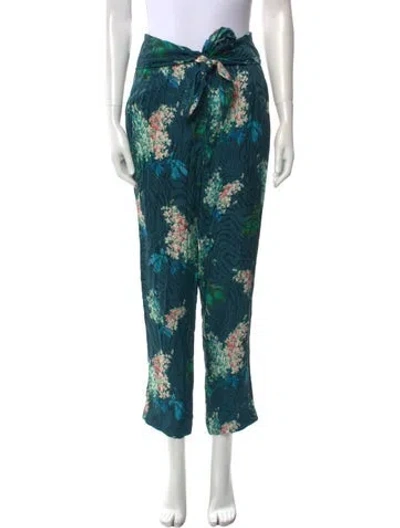 Pre-owned Rebecca Taylor Printed Straight Leg Pants In Green