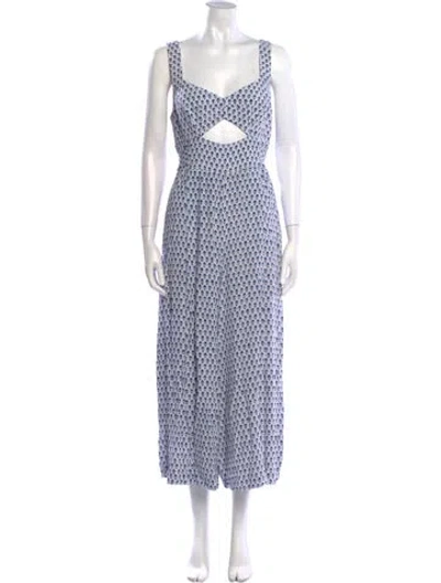 Pre-owned Rebecca Taylor Printed V-neck Jumpsuit In White