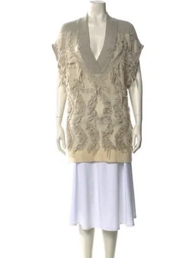 Pre-owned Rebecca Taylor Printed V-neck Sweater In Neutral
