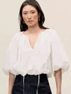 Rebecca Taylor Yara Poplin Bubble Top In Milk In White