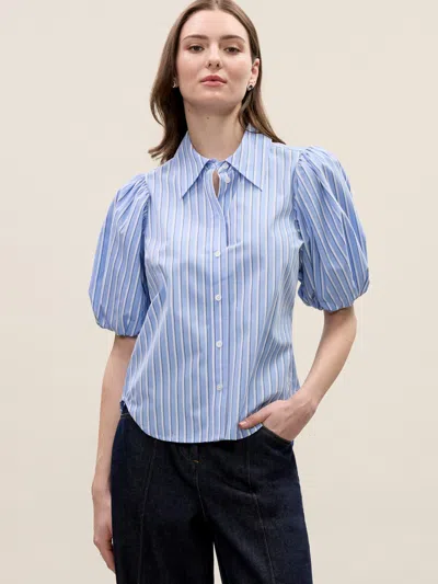 Rebecca Taylor Priya Poplin Blouse In Blue