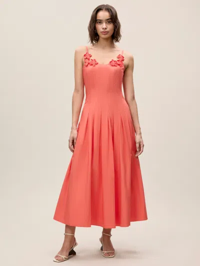 Rebecca Taylor Priya Poplin Dress In Orange