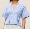 Rebecca Taylor Priya Poplin Top In Blue