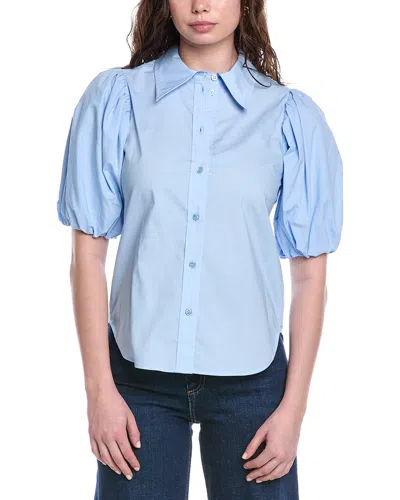 Rebecca Taylor Puff Sleeve Button-down Shirt In Blue