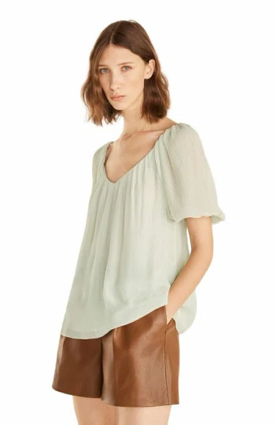 Rebecca Taylor Puff Sleeve Top In Green