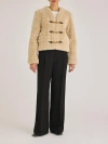 Rebecca Taylor Quilted Stitch Shearling Jacket In Cream