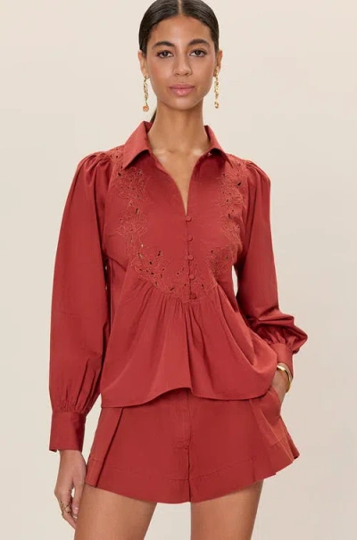 Rebecca Taylor Rachelle Pop Over Blouse In Multi