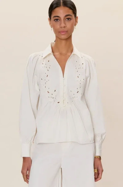 Rebecca Taylor Rachelle Pop Over Blouse In White