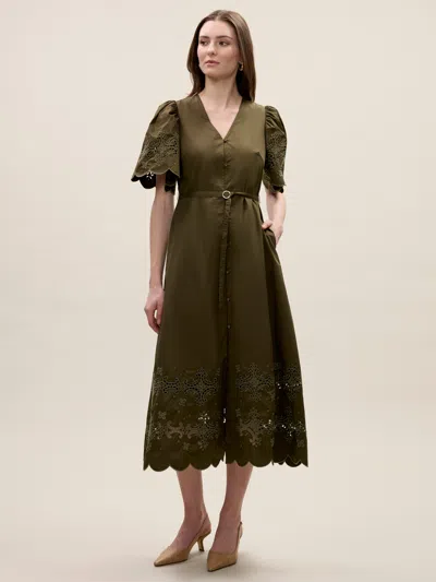 Rebecca Taylor Raquel Twill Dress In Brown