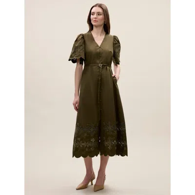 Rebecca Taylor Raquel Twill Pant In Olive