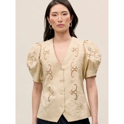 Rebecca Taylor Raquel Twill Shirt In Latte