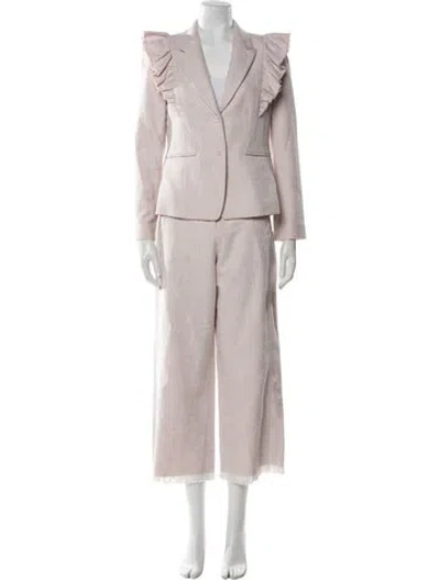 Pre-owned Rebecca Taylor Raw-edge Trim Pantsuit In Pink